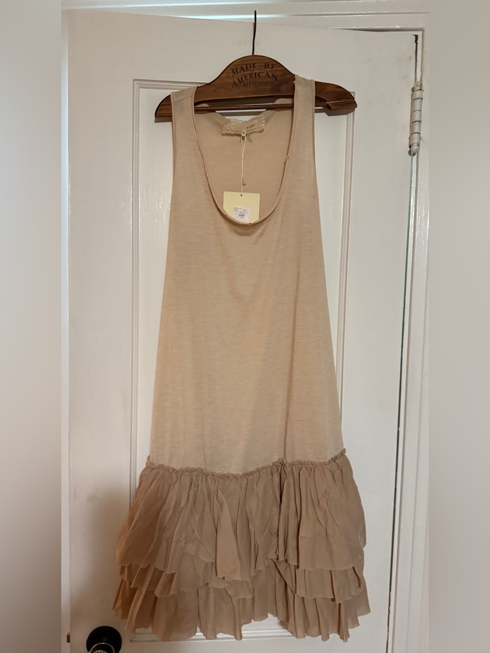 Women’s Cream Ruffle Hem Tank Dress/undergarment